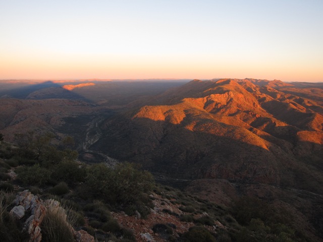 Dawn from Brinkley Bluff looking over Stuart Pass.JPG